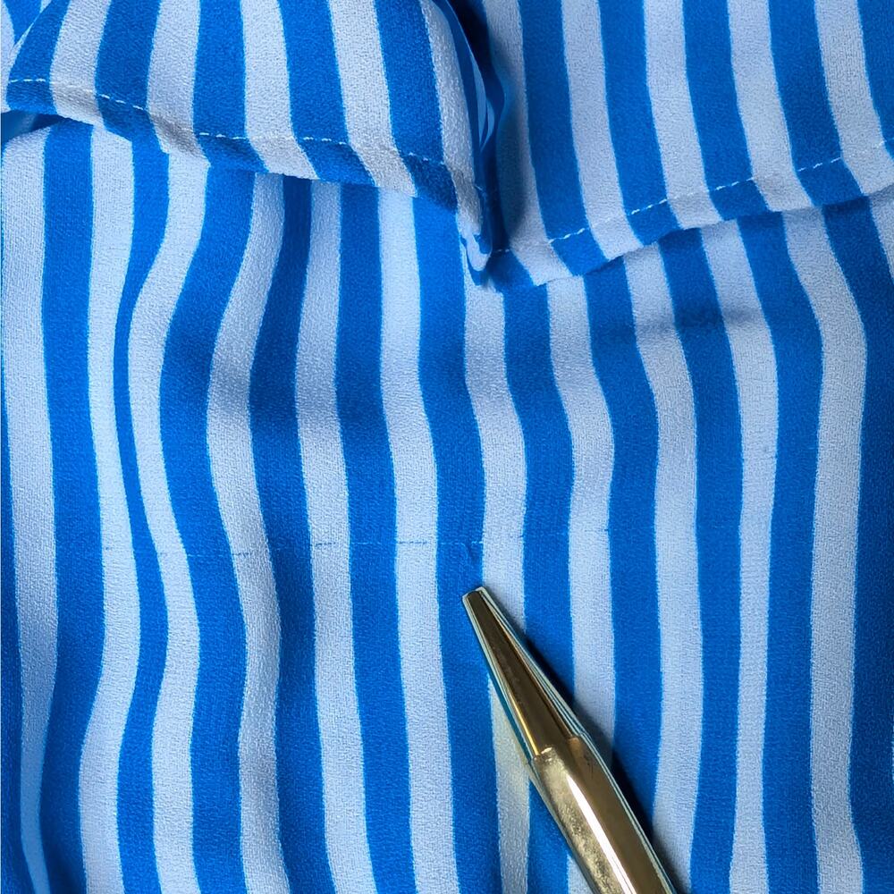 Tommy Bahama Off Shoulder Maxi Dress S Blue White Stripe Tiered Ruffle Resort - Picture 7 of 16